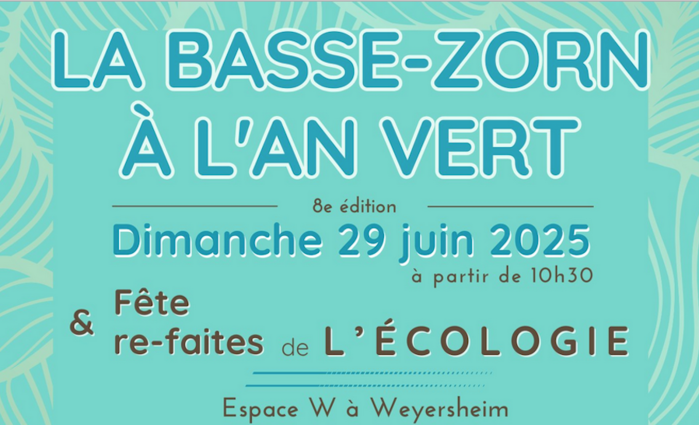 La Basse-Zorn nous convie ce dimanche 29 juin 2025 à Weyersheim, pour une journée de fête et d’apprentissage ludique autour de l'écologie ! Basse-Zorn