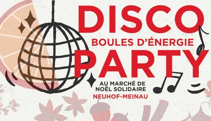 Après le succès de la Disco Soupe, ZIGetZAG.Info donne rendez-vous aux amateurices de défis fous au Marché de Noël Solidaire Neuhof-Meinau, pour une Disco-boules d'énergie-Party, le samedi 13 décembre 2025 ! boules